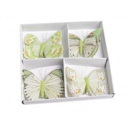 Motyl 8cm na klipie 8szt/kpl GREEN