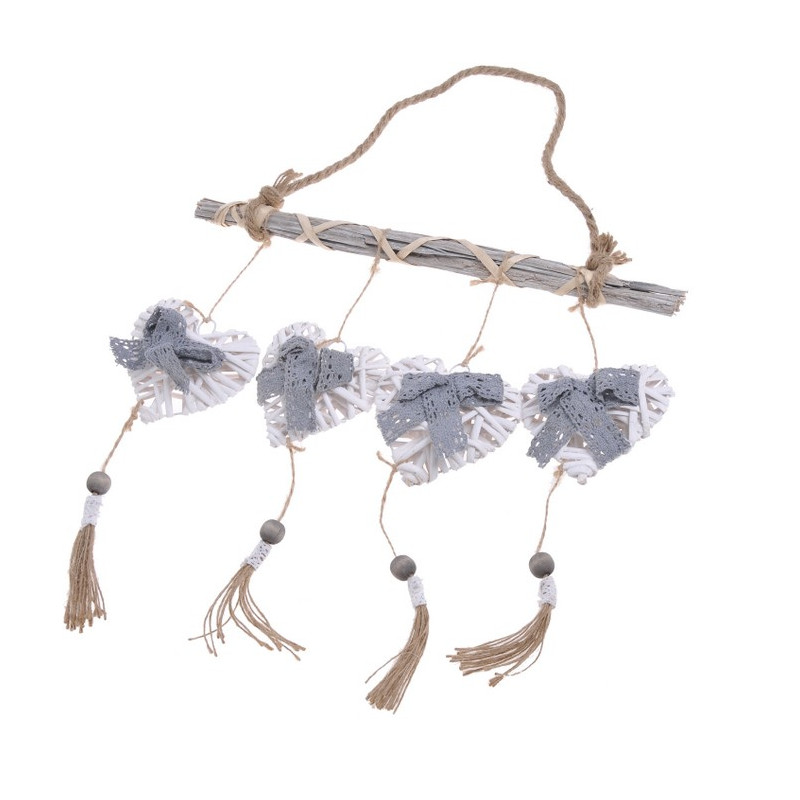 Zawieszka wyplatane serca 36x50 cm