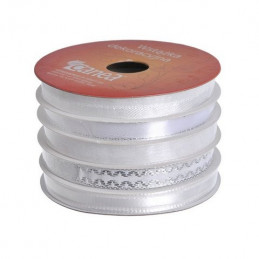 Wstążka dekoracyjna 5szt-kpl 1cm x 5 m SILVER