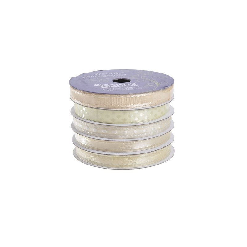 Wstążka dekoracyjna 1cm x 5m, 5szt-kpl