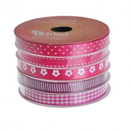 Wstążka dekoracyjna 1cm x 5m, 5szt-kpl ROSE