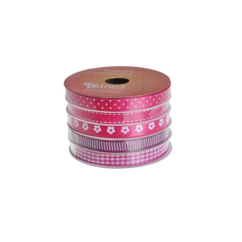 Wstążka dekoracyjna 1cm x 5m, 5szt-kpl ROSE