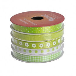 Wstążka dekoracyjna 1cm x 5m, 5szt-kpl GREEN