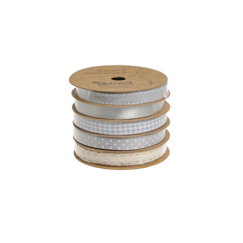 Wstążka dekoracyjna 1cm 4szt x 5m, 1szt x3m SILVER