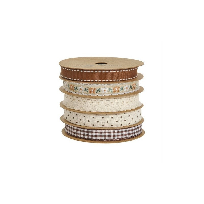 Wstążka dekoracyjna 5 kol-kpl 1cm x 3 m