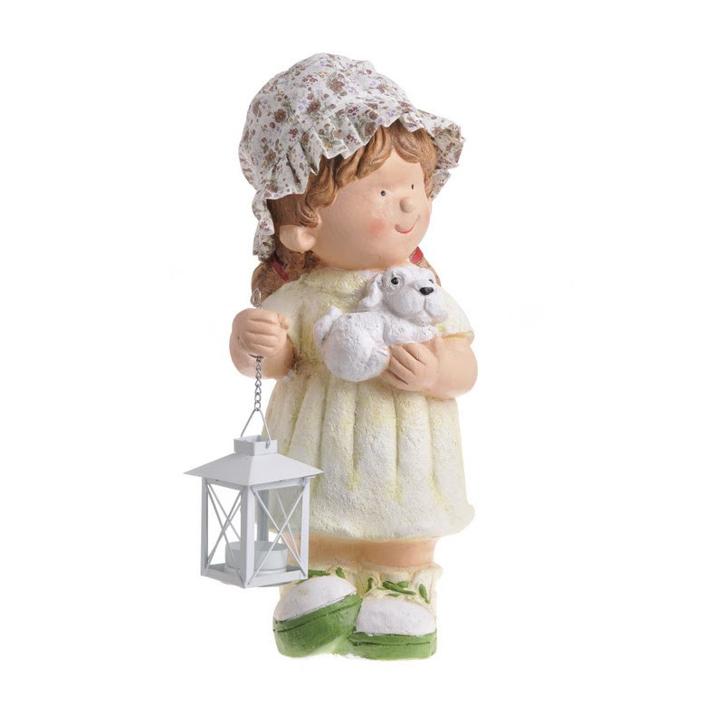 Dziewczynka ze szczeniakiem 40 cm - ceramika