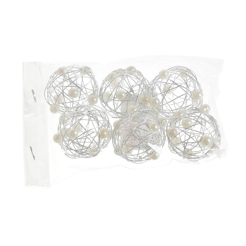 Metalowe kulki (4cm) z perełkami 6szt/paczka