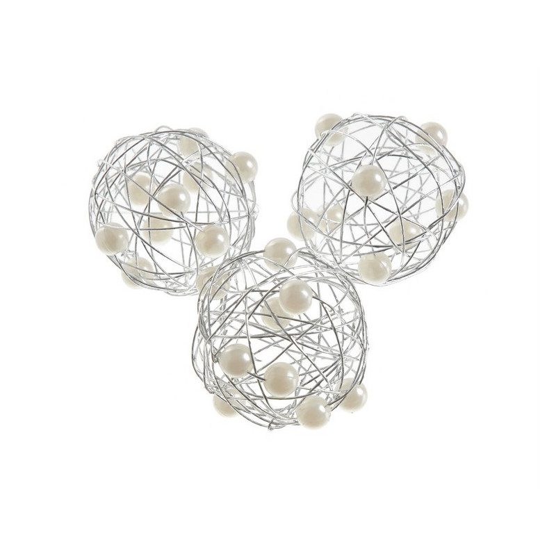 Metalowe kulki (4cm) z perełkami 6szt/paczka