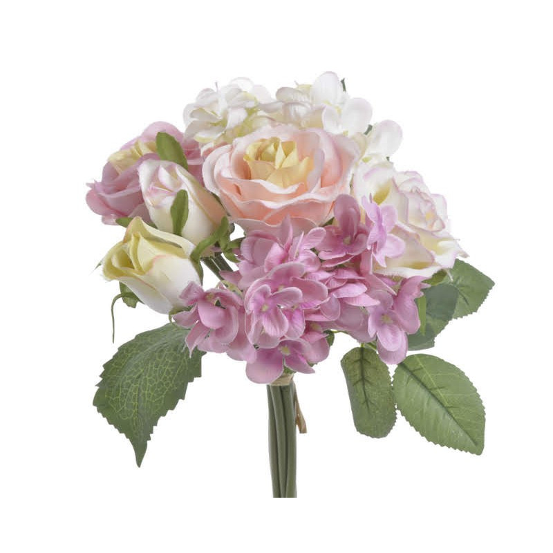 Bukiecik mieszany z różą 7 szt/bukiet 25cm - sztuczna roślina