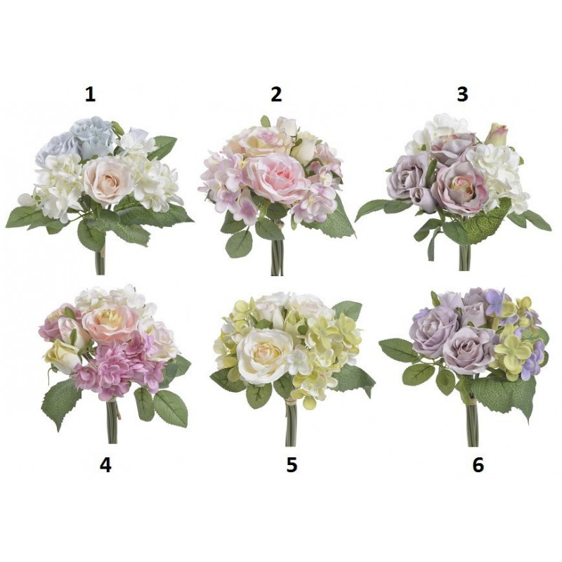 Bukiecik mieszany z różą 7 szt/bukiet 25cm - sztuczna roślina