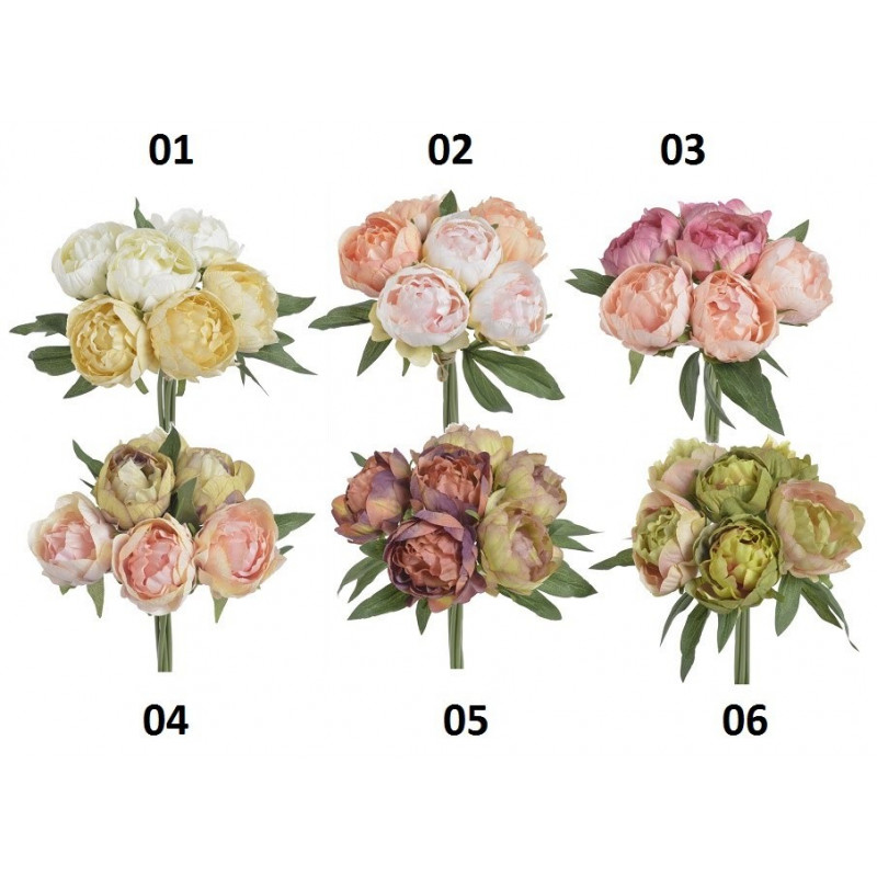 Bukiet piwonii x6 27cm - sztuczna roślina