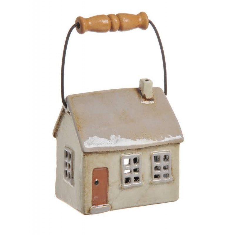 Domek ceramiczny z rączką..13,5x12x9 cm - lampionik ceramiczny