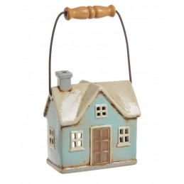 Domek ceramiczny z rączką- lampionik ceramiczny