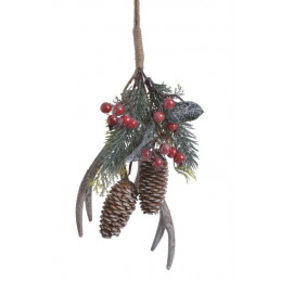 Świąteczna dekoracja z rogami i głogiem..31cm - artykuł dekoracyjny