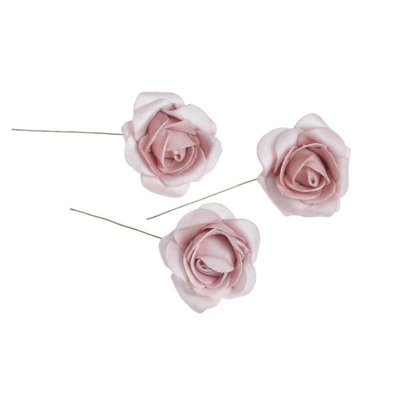 Główki róż piankowych na druciku 4 cm 8szt/paczka
