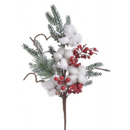 Pik głóg z bawełną x4..55 cm - artykuł dekoracyjny