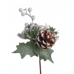 Pik świąteczny głóg + szyszka..21cm - artykuł dekoracyjny