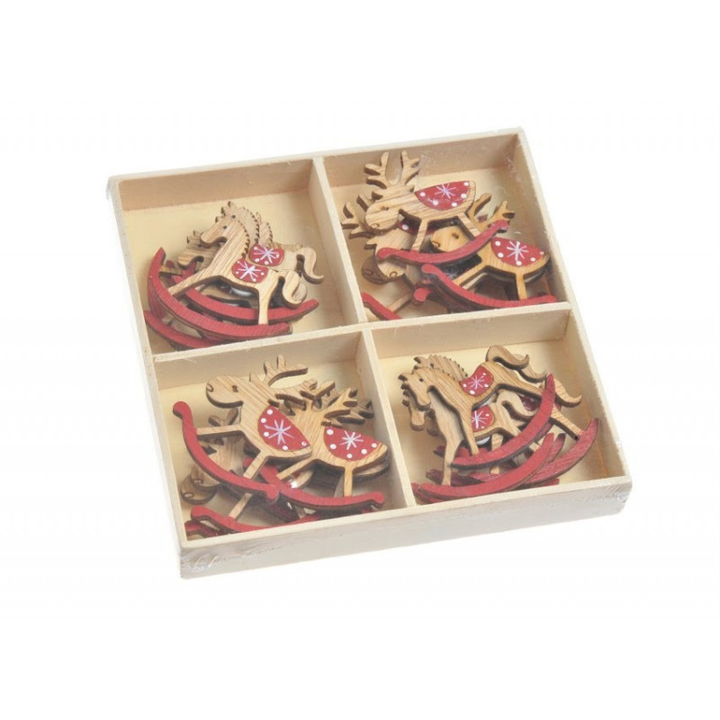 Ozdoby z drewna w pudełku 24szt-pacz..4-4,5cm.. - art. dekoracyjny