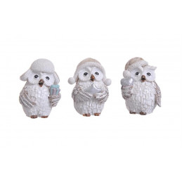 Figurka świąteczna - sówka..5cm komplet/ 3 sztuki