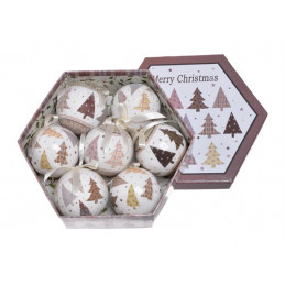 Bombki w pudełku 7cm, 7szt/komplet TREE WHITE