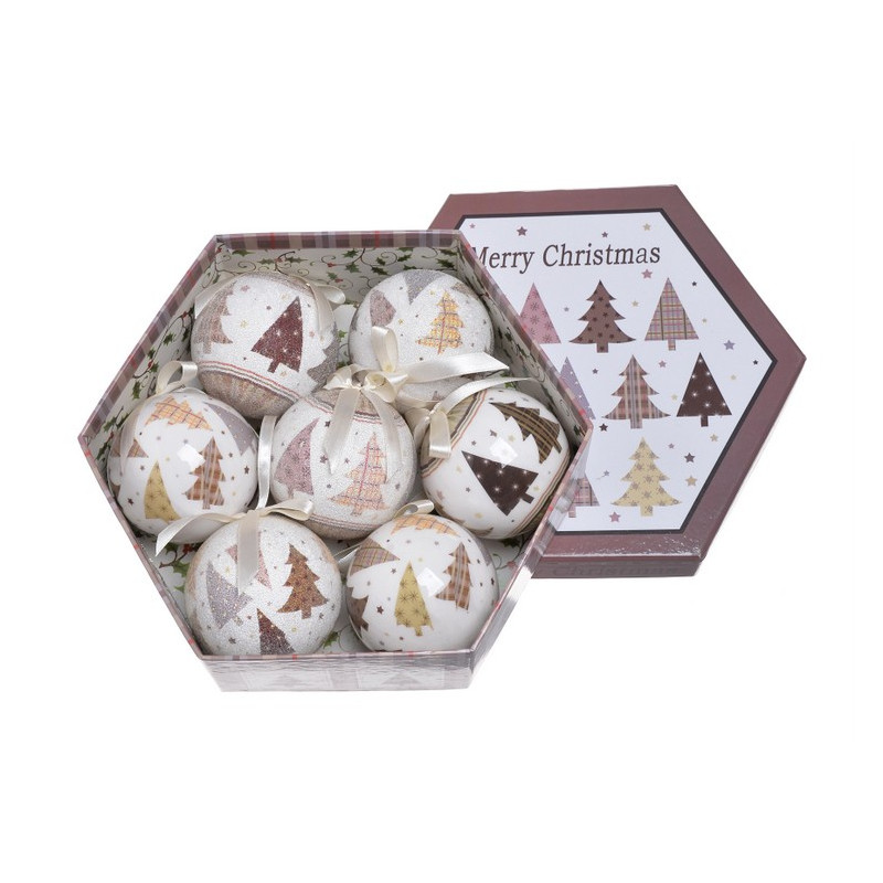 Bombki w pudełku 7cm, 7szt/komplet TREE WHITE