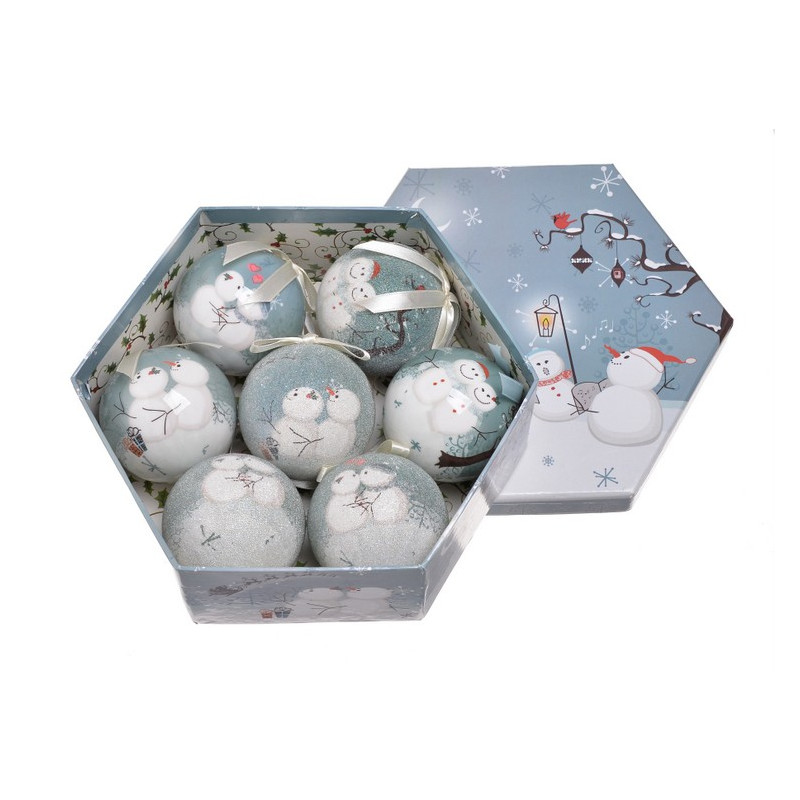 Bombki w pudełku 7cm, 7szt/komplet WINTER WHITE