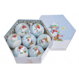 Bombki w pudełku 7cm, 7szt/komplet ELF BLUE