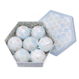 Bombki w pudełku 7cm, 7szt/komplet SNOWFLAKES BLUE
