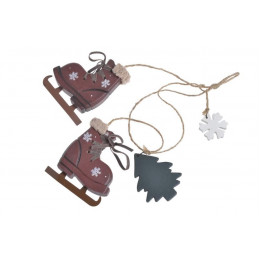 Ozdoba z drewna- zawieszka łyżwy para 46 cm