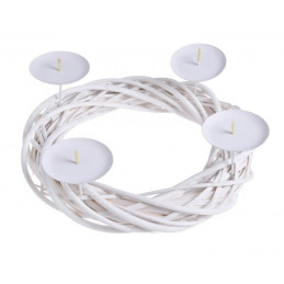 Wianek wyplatany adwentowy biały 30cm