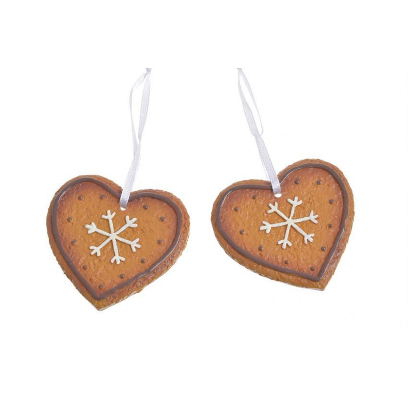Zawieszka piernikowe serce 2szt-kpl..6,5cm