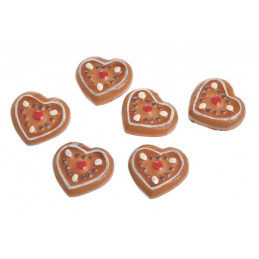 Nalepki piernikowe serca 6 szt-kpl..3cm