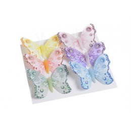 Motyl 8cm na klipie 6szt/kpl