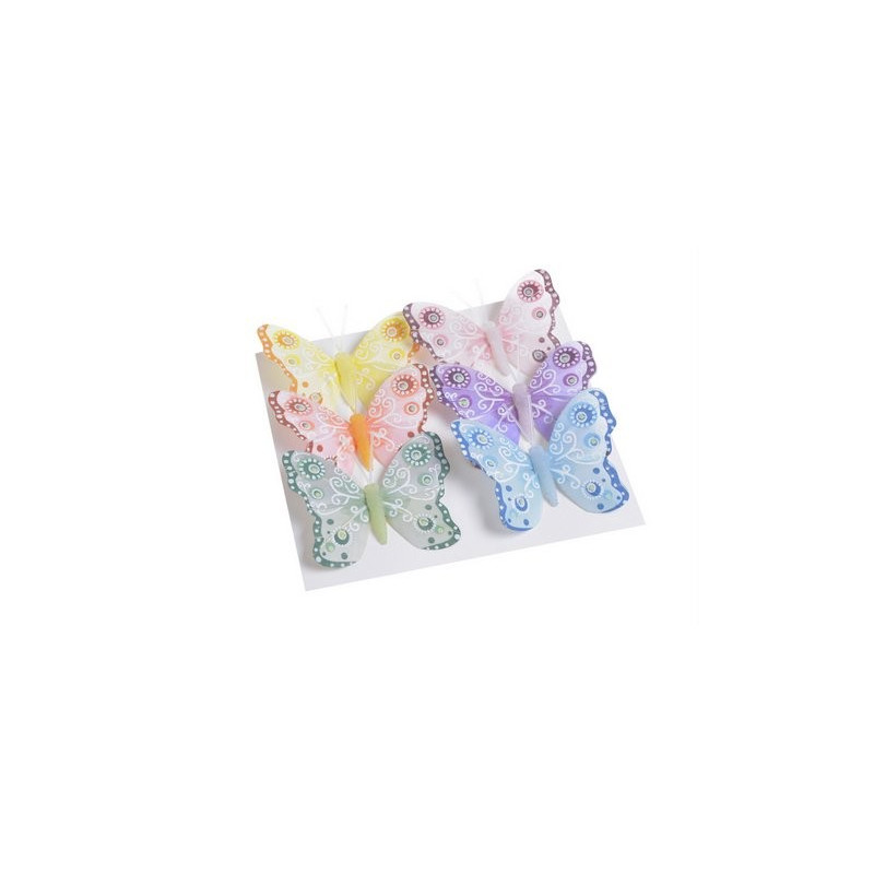Motyl 8cm na klipie 6szt/kpl