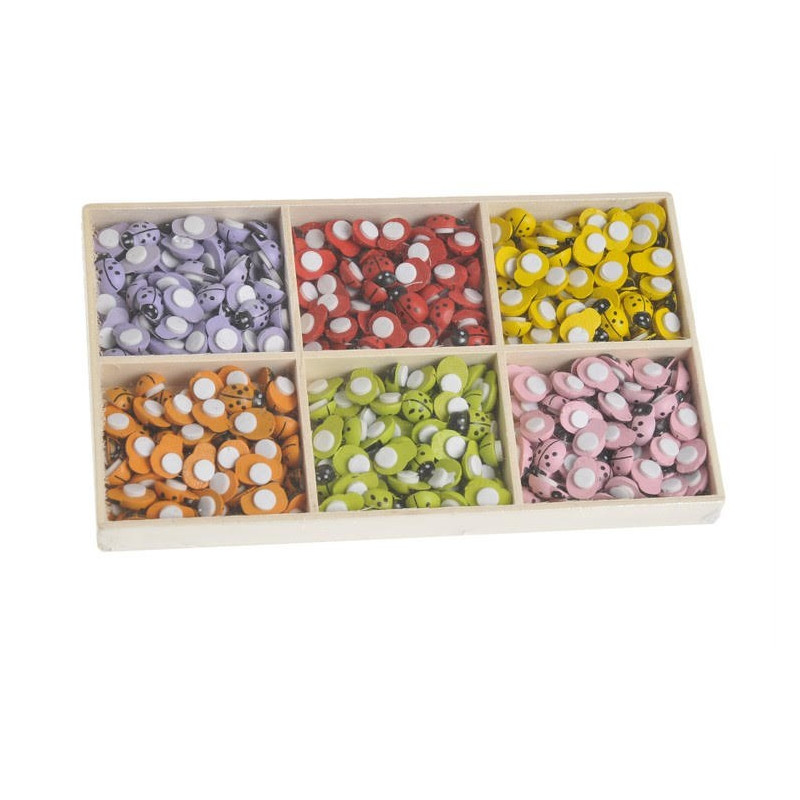 Drewniane biedronki 360szt naklejki 1,5 cm