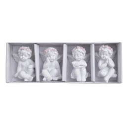 Aniolki z rozowymi wiankami 4szt/kpl..4,5 cm