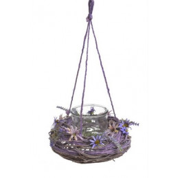 Wianek z kwiatkami świecznik 13,5cmHx25cmL