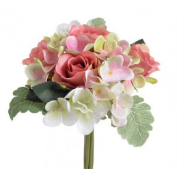 Bukiet róża z hortensja 28cm - sztuczna roślina