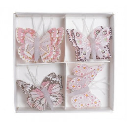 Motyl na klipie 8szt..4 cm PINK