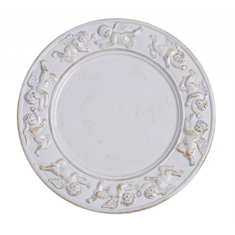 Talerz dekoracyjny..33 cm...METAL WH+GREY