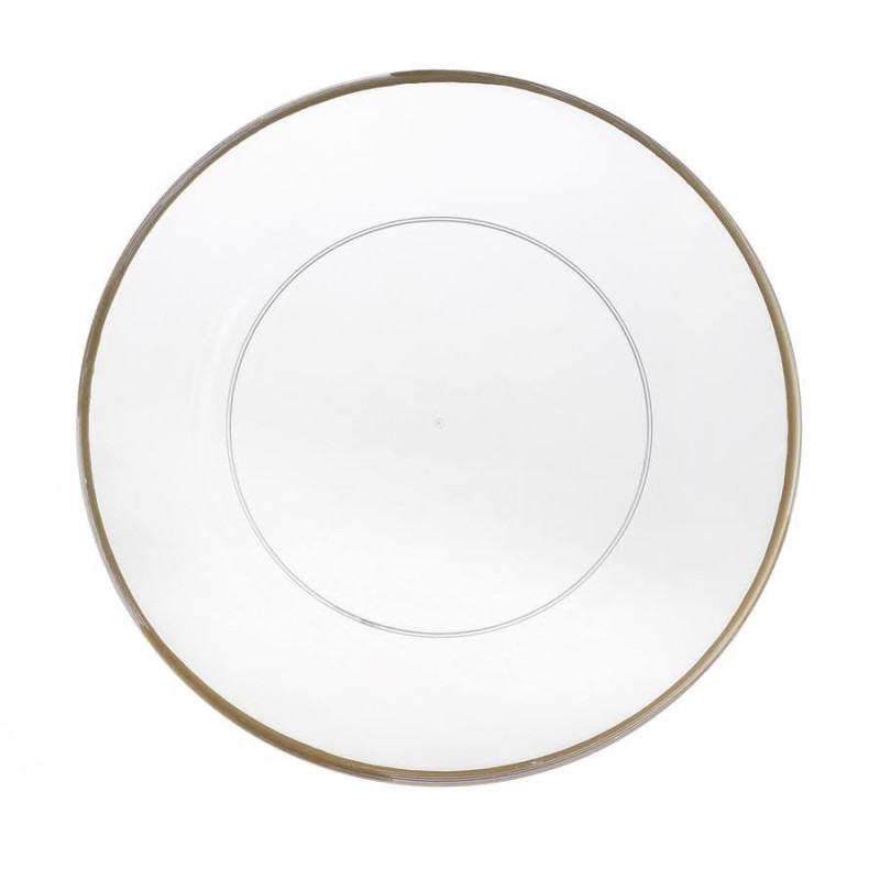 Talerz dekoracyjny transparentny..33 cm ze złotym rantem
