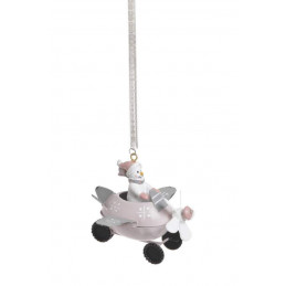 Metalowa zawieszka mikołaj w samolocie...7 cm