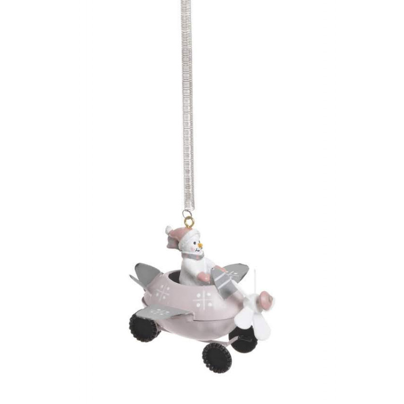 Metalowa zawieszka mikołaj w samolocie...7 cm