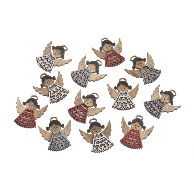 Drewniane aniołki 12szt...4,5 cm