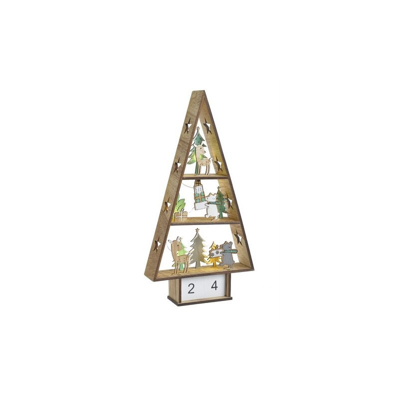 Choinka 25 cm - ozdoba z drewna LED