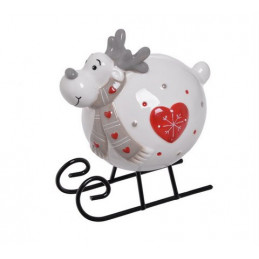 Renifer na saniach 11cm - ceramika