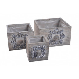 Szufladki z dekorem 3szt-kpl  NAT/GREY