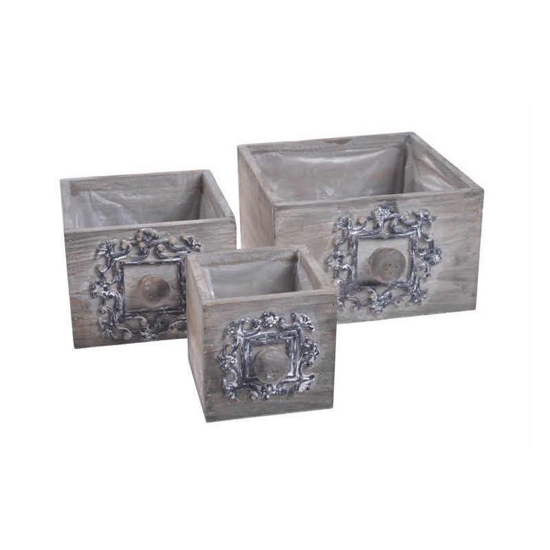 Szufladki z dekorem 3szt-kpl  NAT/GREY