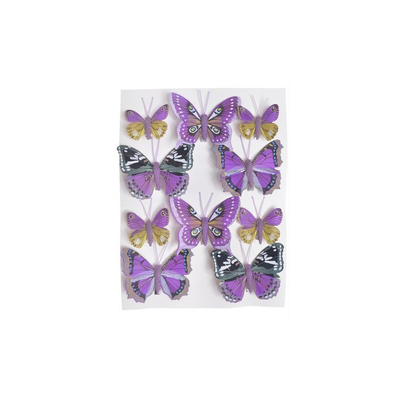 Motylki na klipie 10szt..4-7,5cm