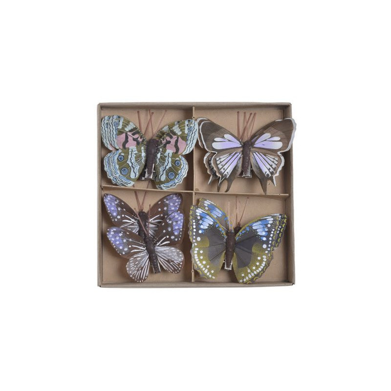 Motylki na klipie 8szt..6,5-7,5cm